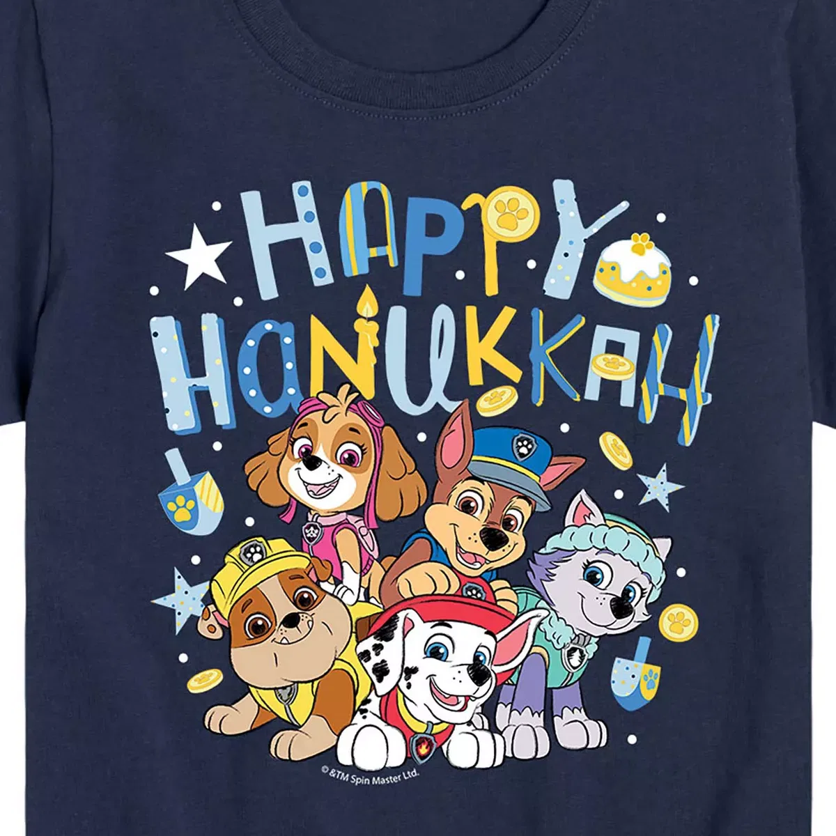 Детская футболка с принтом Happy Hanukkah PAW Patrol, Navy — фото 2
