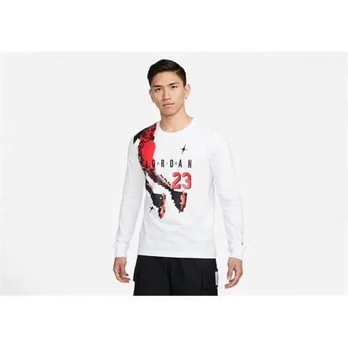 Мужская хлопковая футболка с длинным рукавом Nike Air Jordan Holiday, Weiss