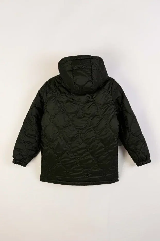 Детское зимнее пальто для девочек стеганое Wakawakakidsstore, Black — фото 2