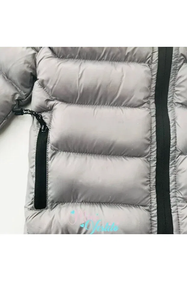 Детский зимнее пуховик для девочек с длинным рукавом Roberto fiber Minivestito, Gray — фото 3