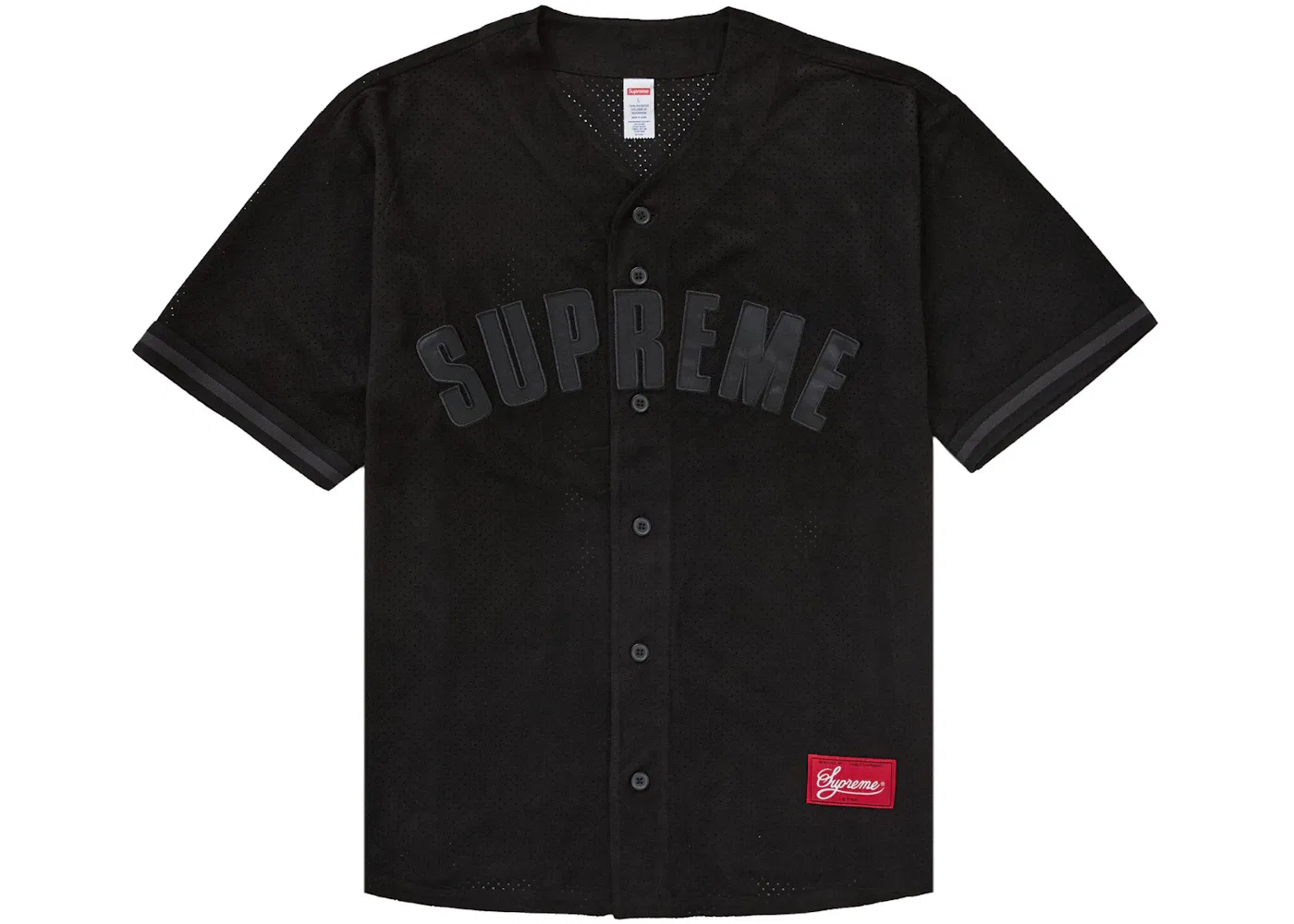 Мужская бейсбольная джерси из сетки и ультразамши Supreme Jersey, Black