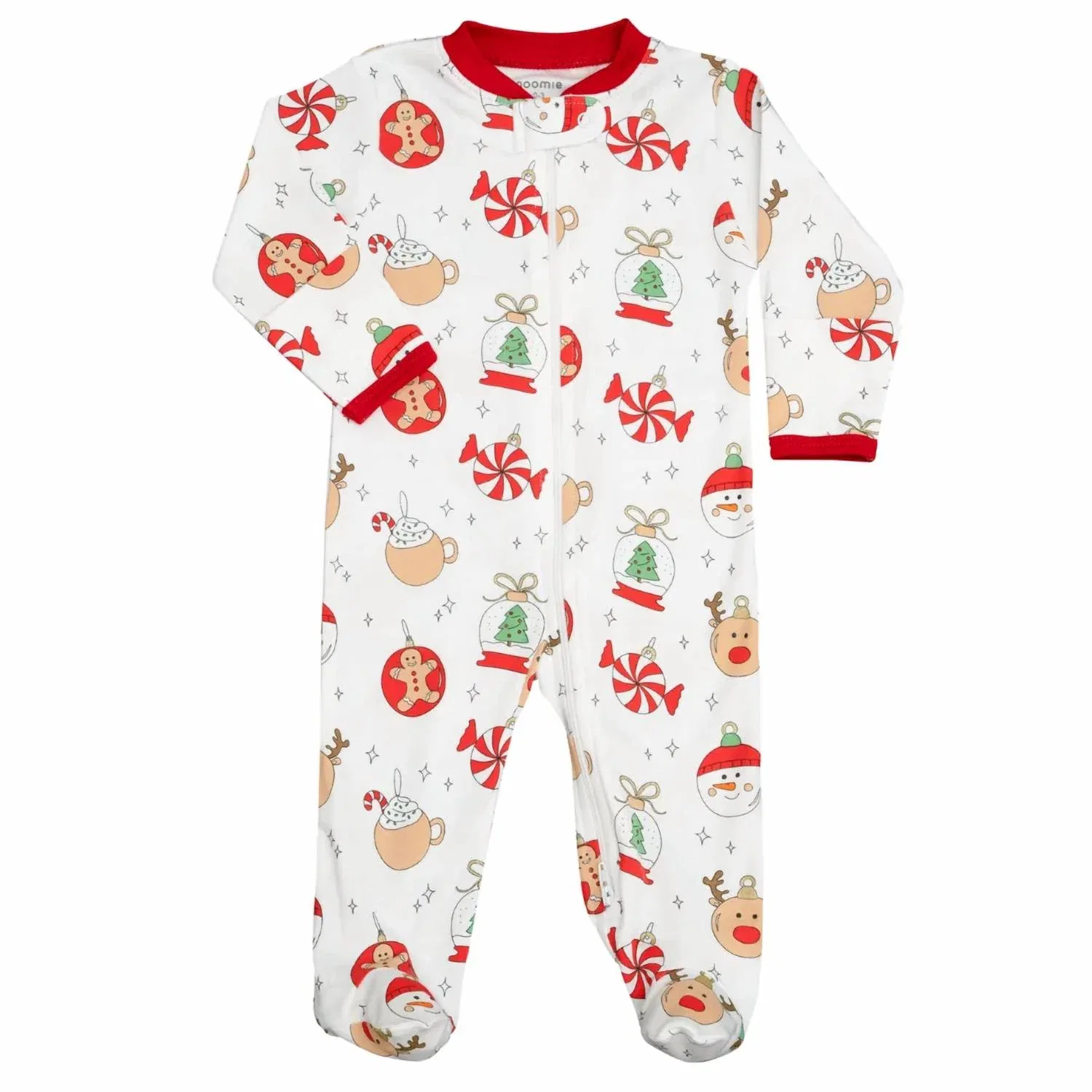 Детский комбинезон-слип с закрытыми ножками на молнии с принтом Kid's Christmas Ornaments Baby Noomie, White