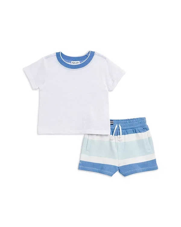 Детский комплект для мальчиков с принтом Positano Tee & Striped Shorts Set Splendid, белый