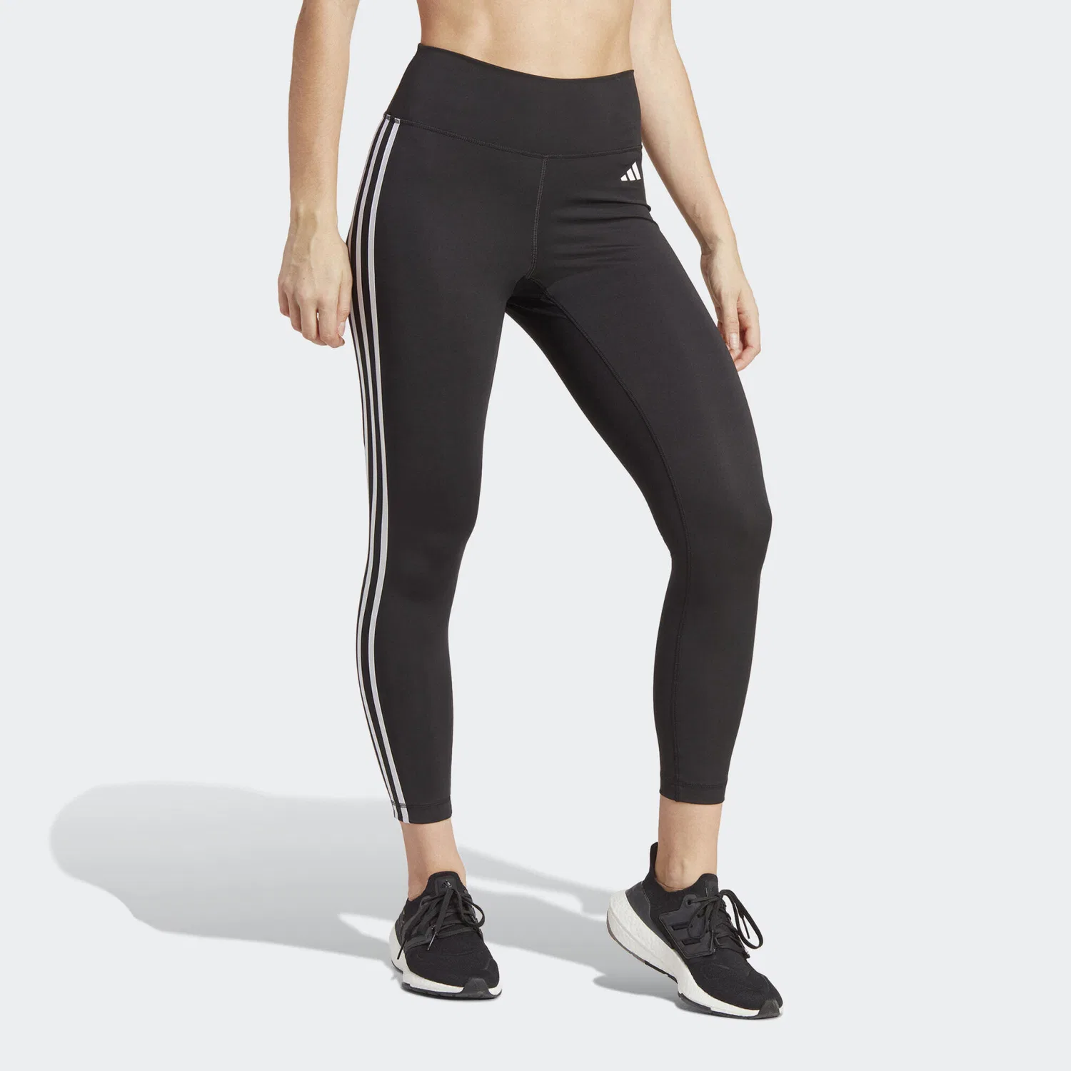 Женские леггинсы с высокой посадкой Train Essentials 3-Streifen High-Waisted 7/8-Leggings Adidas, Schwarz