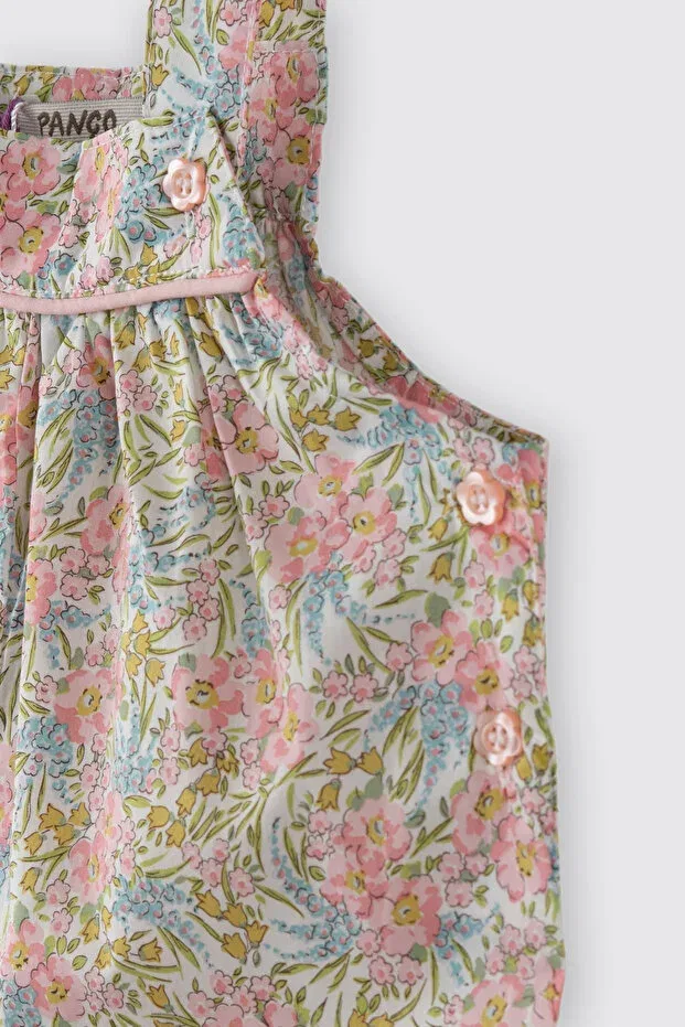 Детский комбинезон для девочек с принтом Liberty Fabric Floral Made With Liberty Fabric, Powder — фото 2