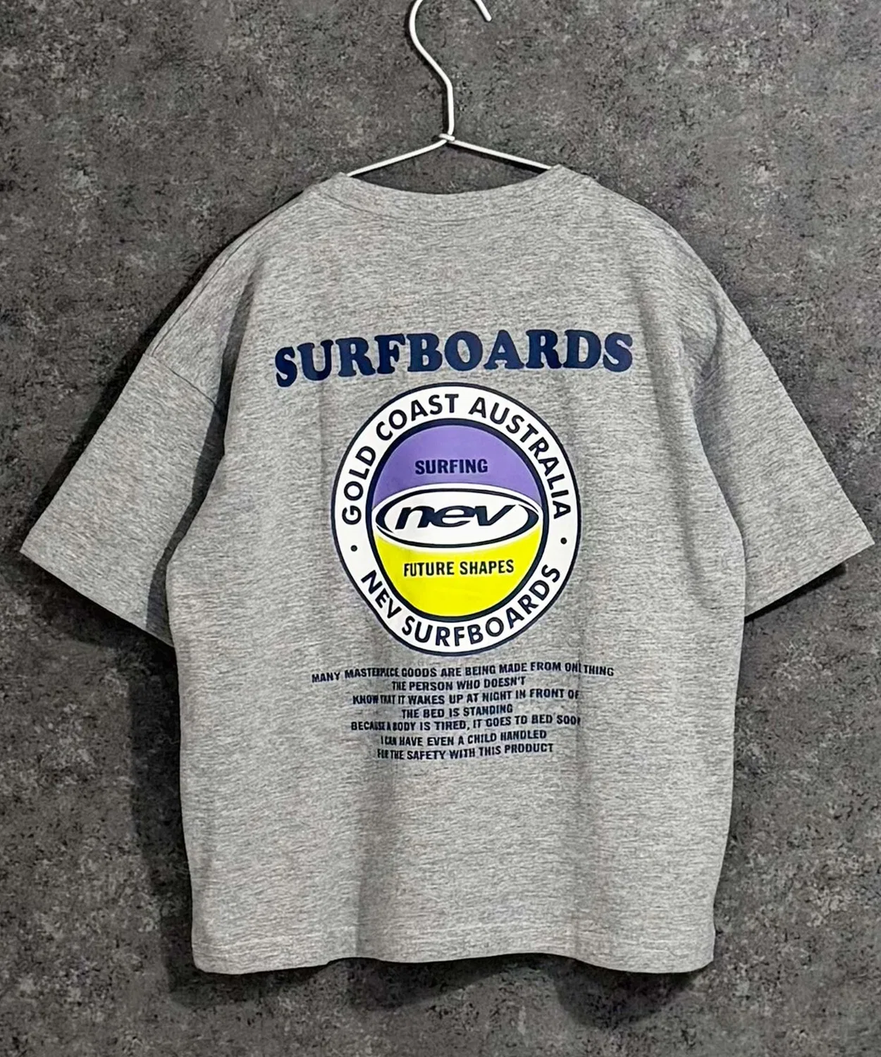 Детская футболка с принтом, свободного кроя, с коротким рукавом NEVSURF, Heather Gray