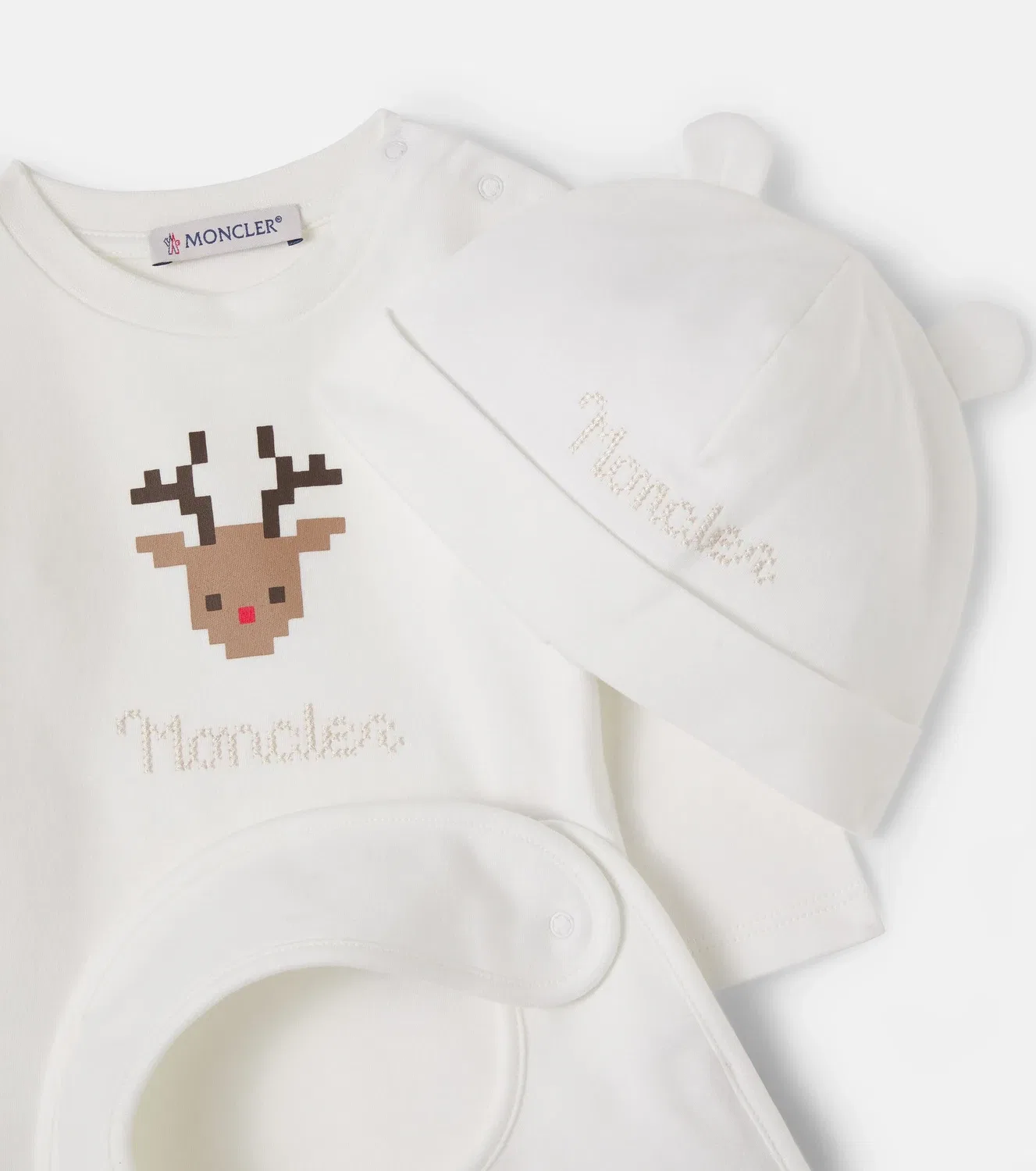 Комплект из 3 предметов для новорожденных Moncler Enfant, белый — фото 4