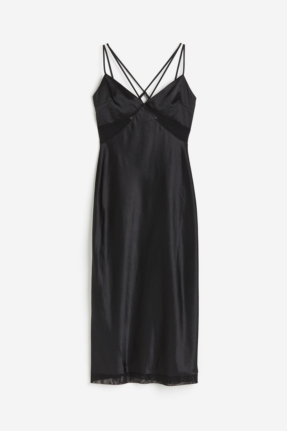 

Платье H&M Mesh-detail Satin Slip, черный