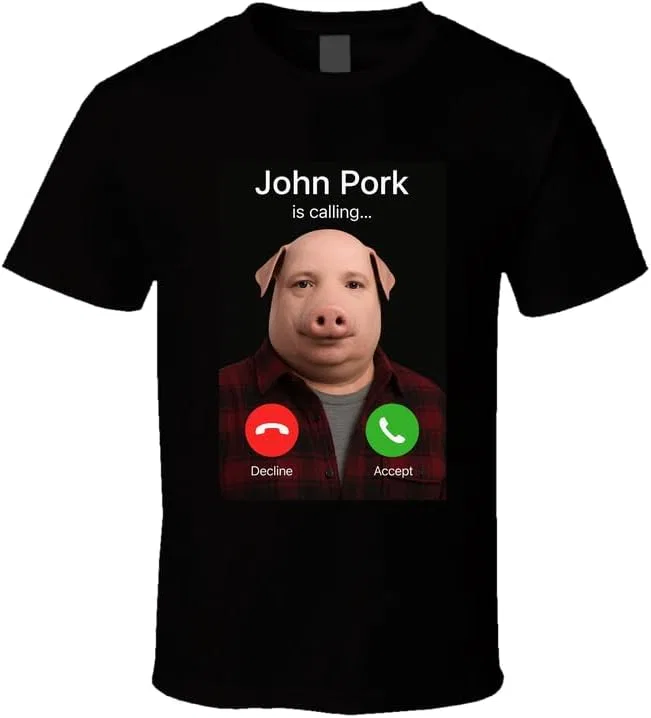 Футболка с принтом John Pork is Calling Gildan, Black