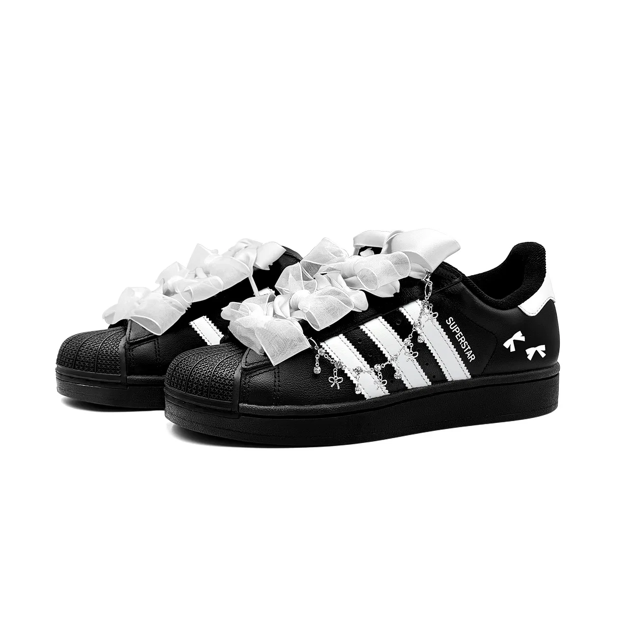 Детские кроссовки для скейтбординга с принтом, модель Star Silk Night Butterfly, Adidas Originals, Black White — фото 4