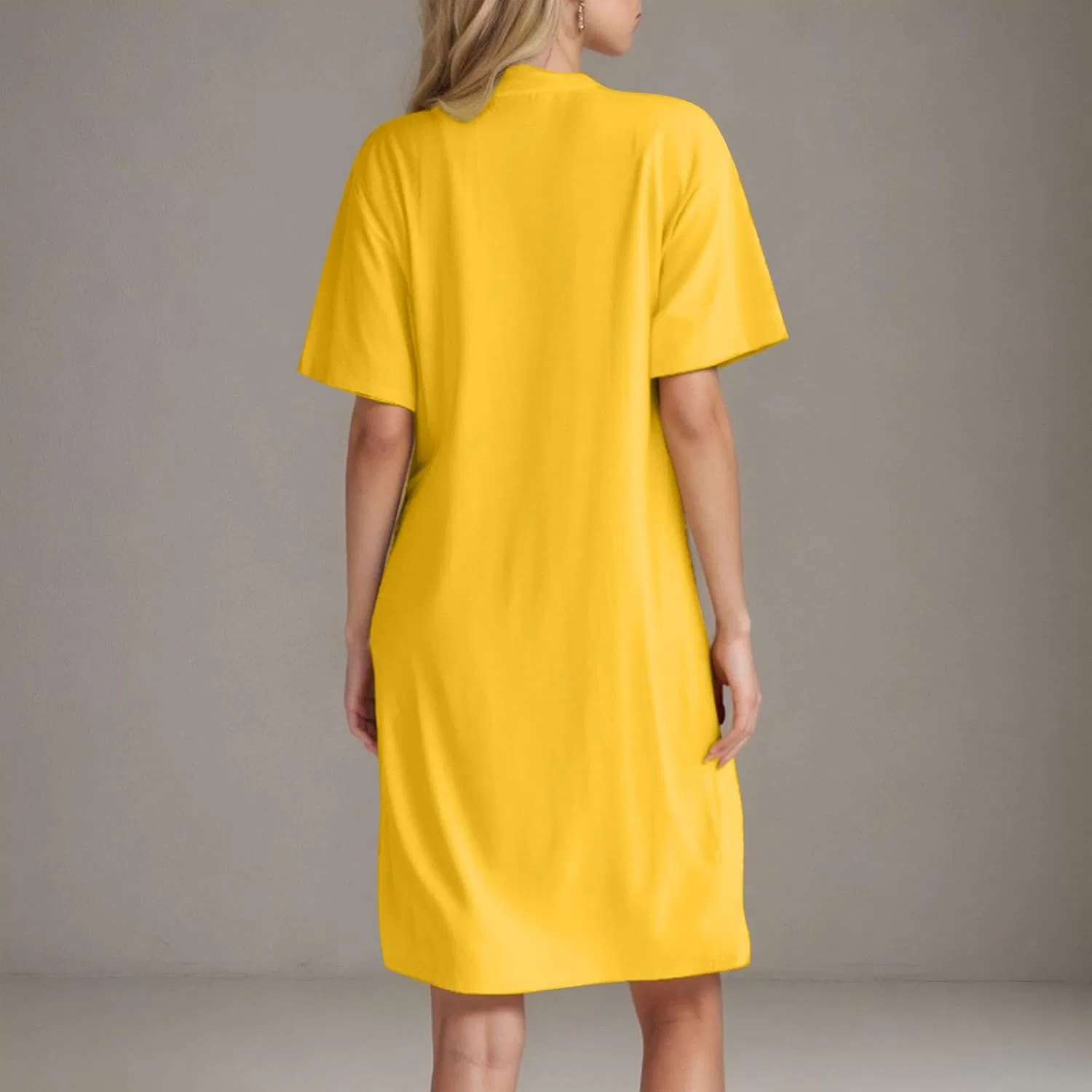 Женское повседневное платье-футболка с узлом, Yellow — фото 3