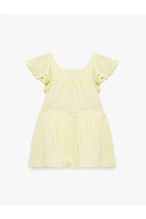 Детское платье для девочек хлопковое Flared mini yellow baby girl dress 6smg80040aw Koton, Yellow — фото 2