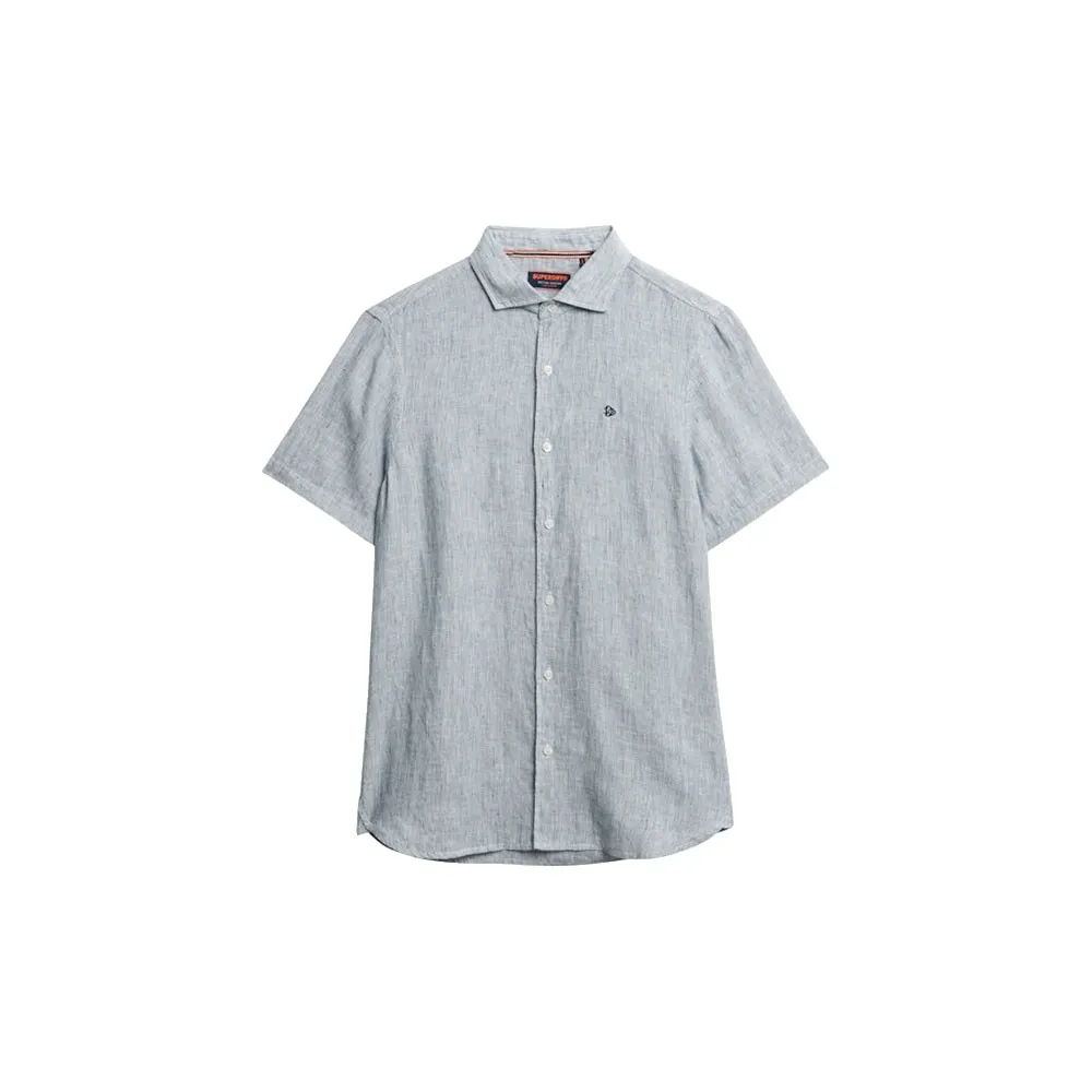 Рубашка с коротким рукавом Superdry Emb Vacation Linen, серый — фото 2