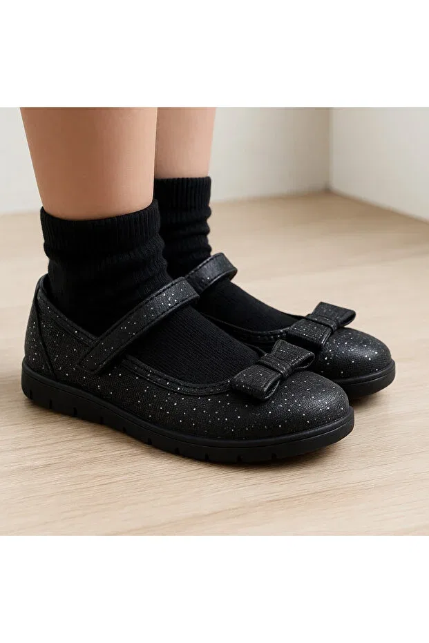 Детские балетки для девочек классические Jojo Kids, Black Spotted