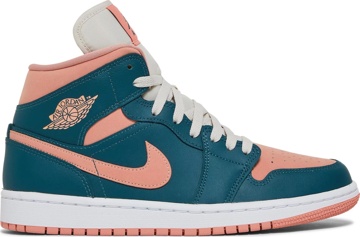 Кроссовки Nike Air Jordan Wmns Air 1 Mid, розовый/белый/темно-зеленый — фото 2