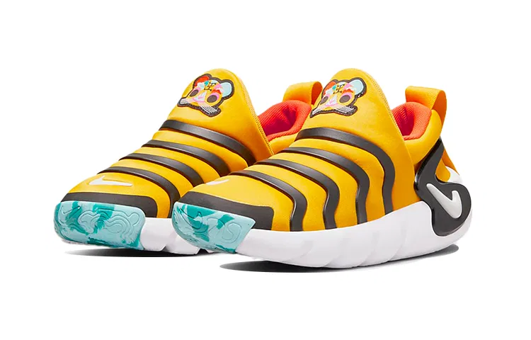 Детские спортивные кроссовки с принтом Caterpillar, низкий верх, Nike, Yellow Black — фото 4
