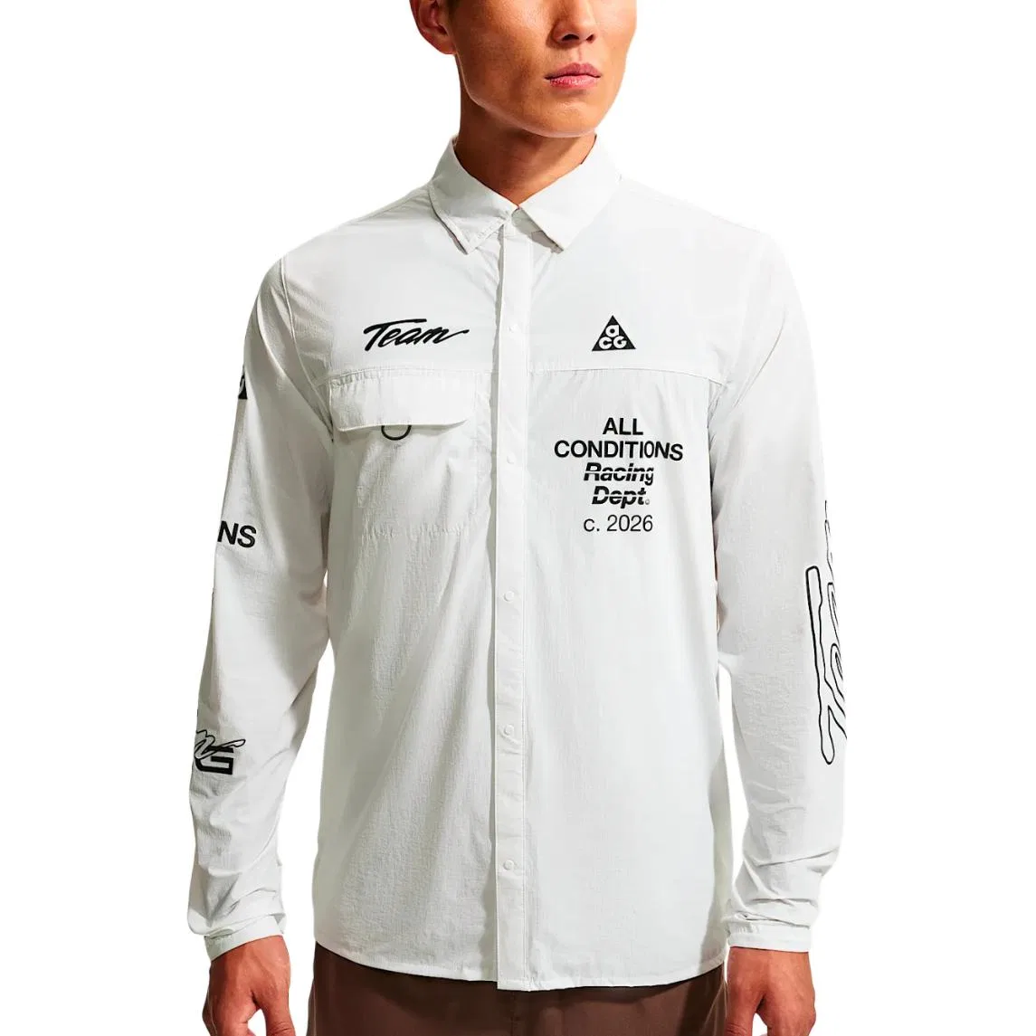 Мужская рубашка с отложным воротником Nike ACG, Цвет Peak White/Black