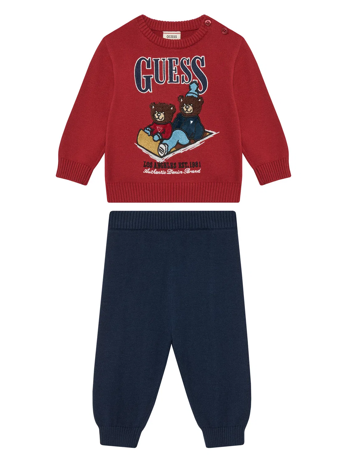 Комплект из пуловера и брюк стандартного кроя для мальчика Guess, красный
