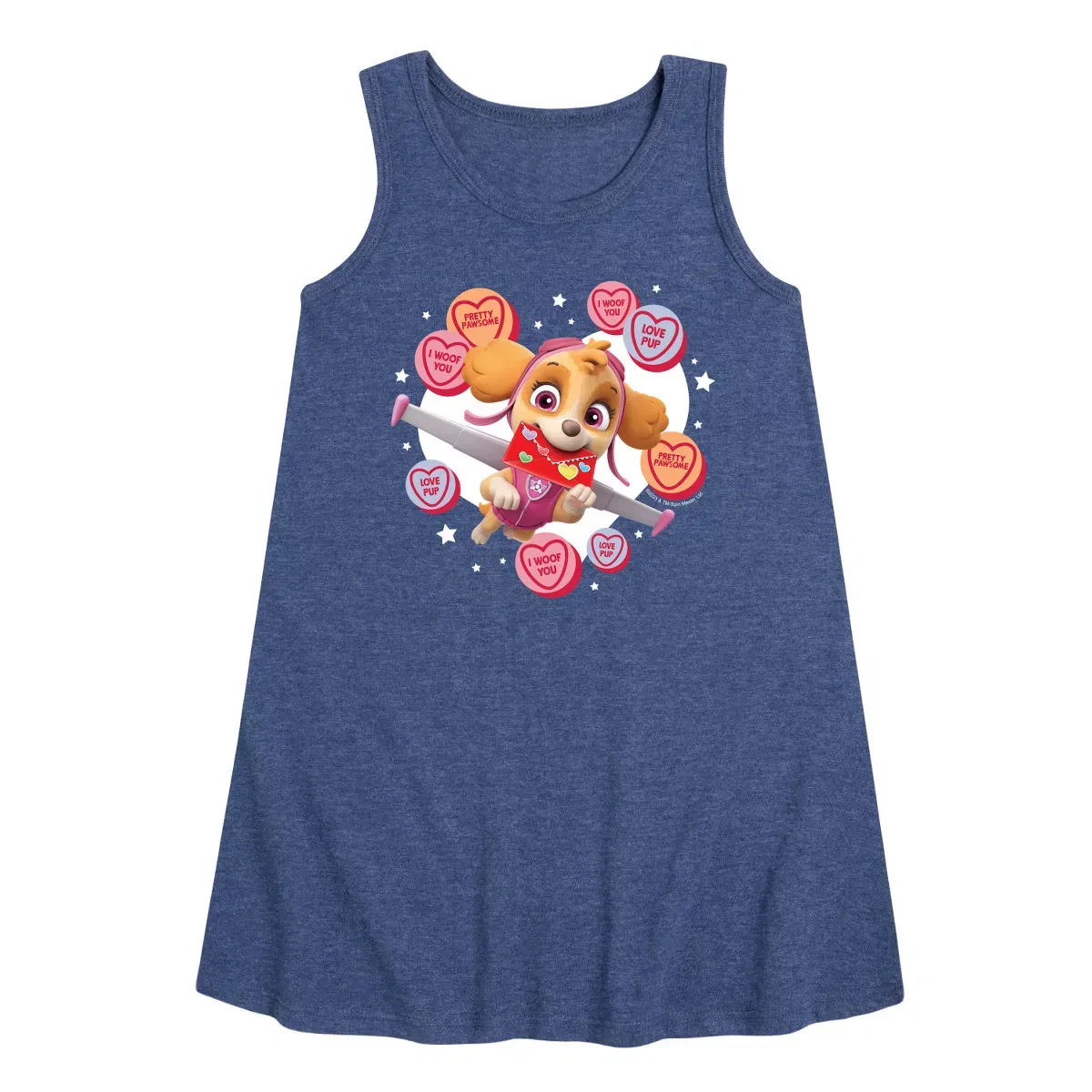 Детское платье-трапеция без рукавов Skye Conversation Hearts PAW Patrol, Heather Navy