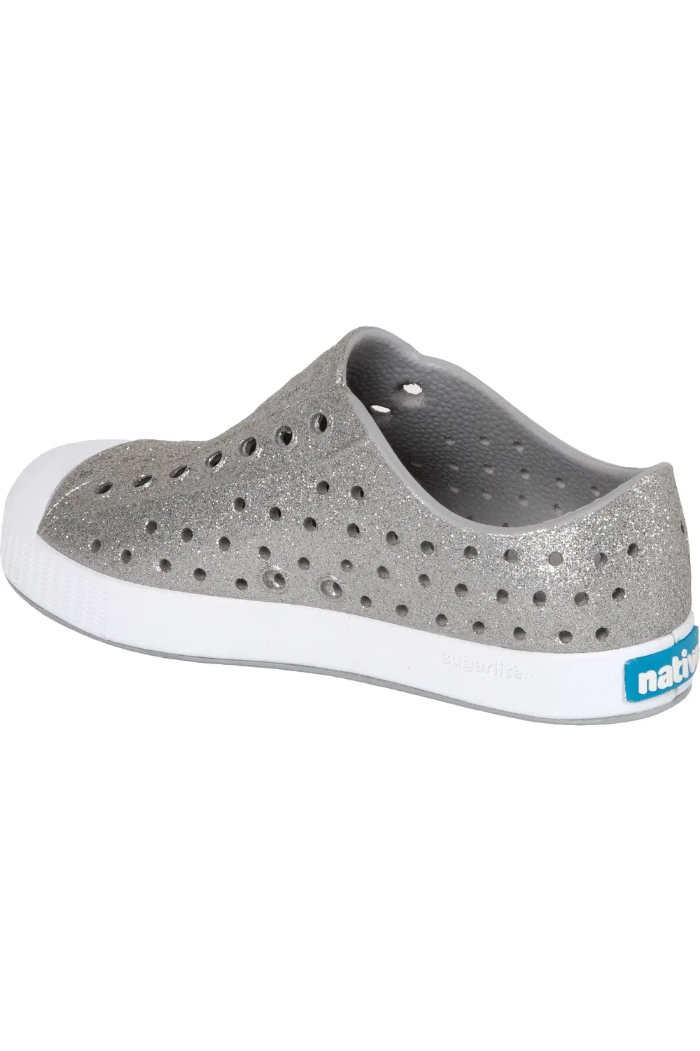 Детские кеды на плоской подошве Jefferson Bling Slip-On Native Shoes, Platinum Bling/Shell White — фото 2