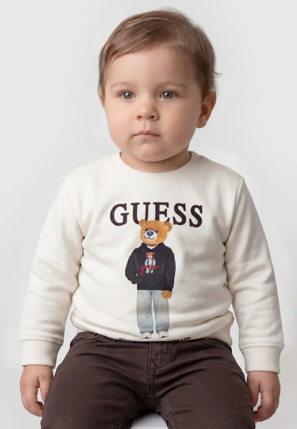 Свободная спортивная футболка унисекс - толстовка Guess, Creme