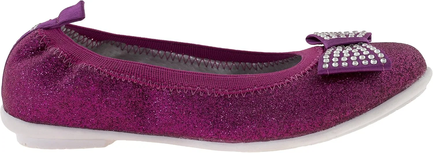 Детские балетки для девочек с блестящим бантом Lelli Kelly Lk9716 Glitter Bow Ornament, Fuxia Glitter