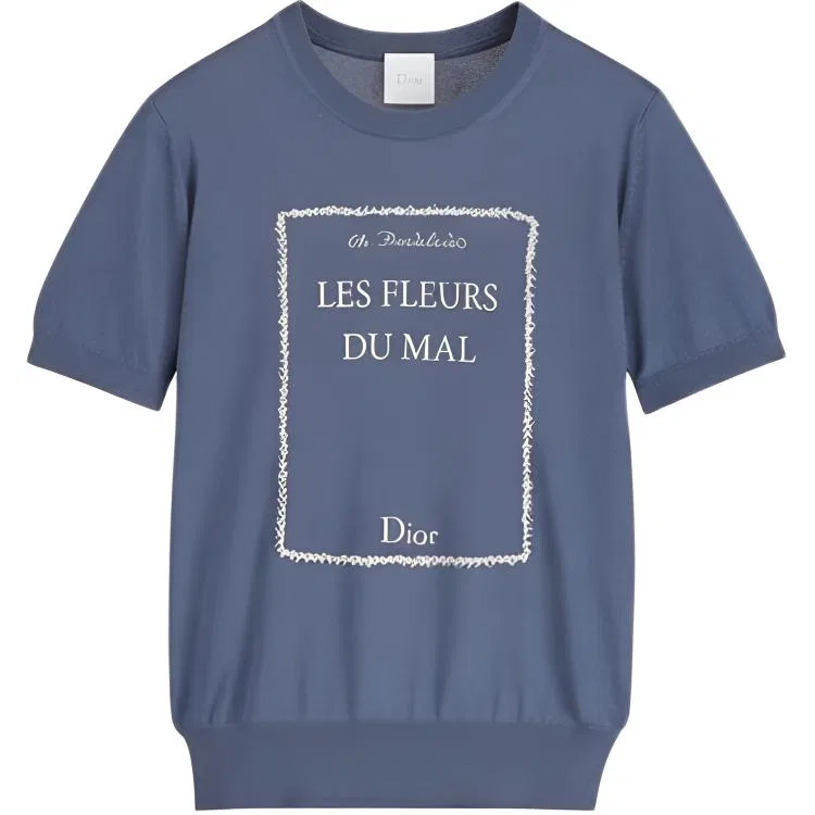 Женский облегающий трикотажный топ DIOR, Blue