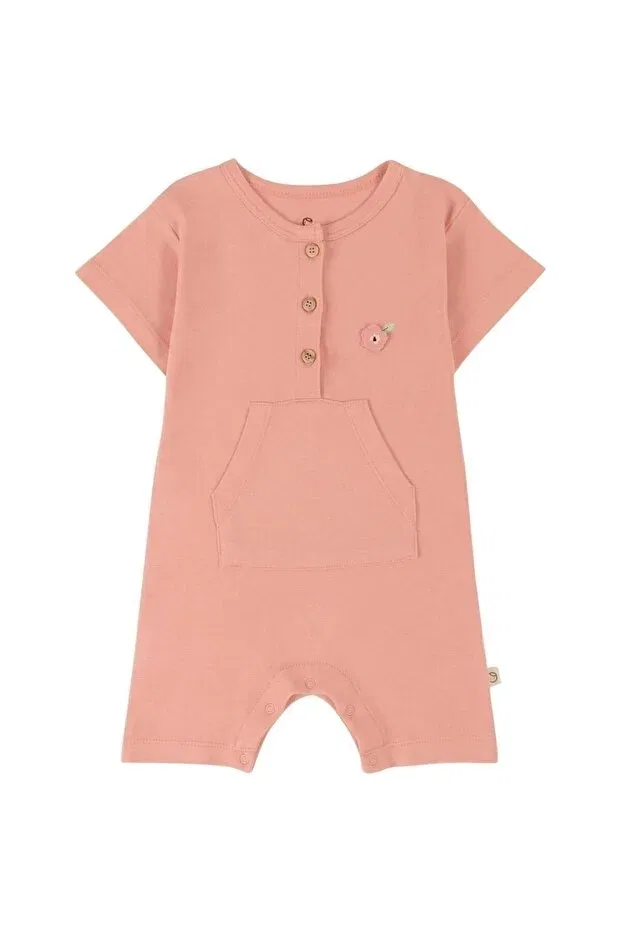 Детский комбинезон для девочек хлопковый Bamboo short sleeve baby shorts jumpsuit Little Gusto, Pink