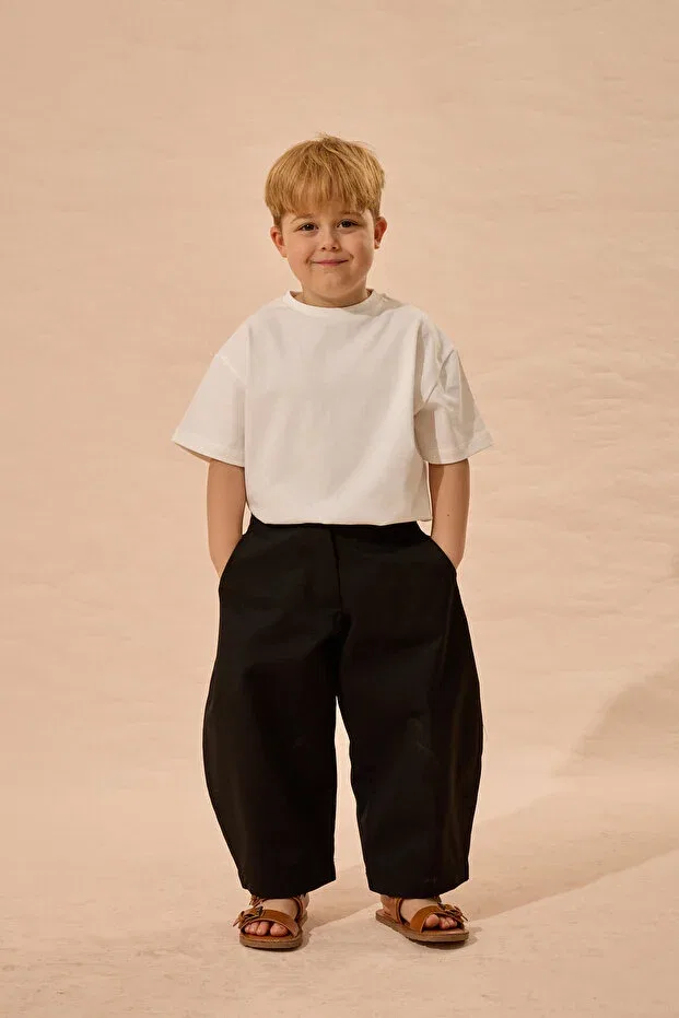 Детские брюки для девочек широкие Barrel pants Fahhar Kids, Black — фото 4