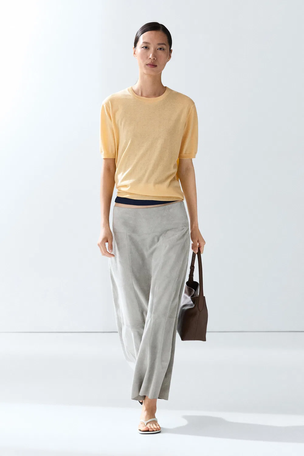 Свитер Massimo Dutti, с короткими рукавами, желтый