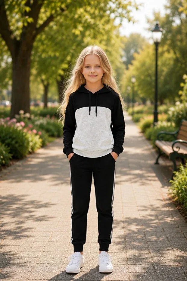 Детский спортивный костюм с капюшоном для девочек Armikids Garnili Armicem, Black — фото 3