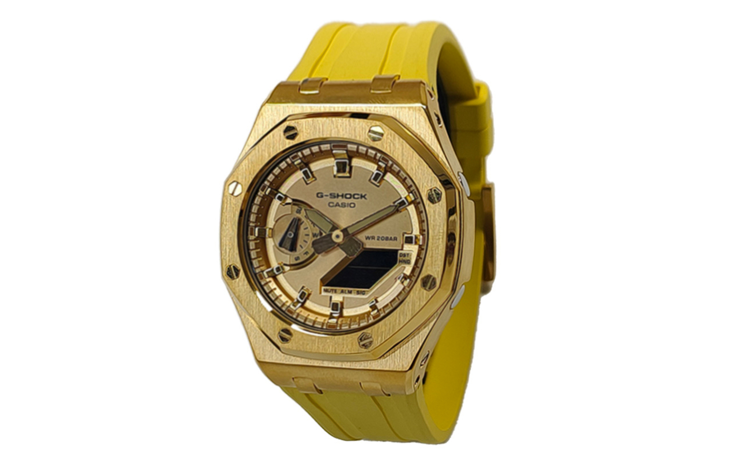 

Унисекс часы CASIO с жидкокристаллическим/аналоговым двойным дисплеем, 44 мм, желтый