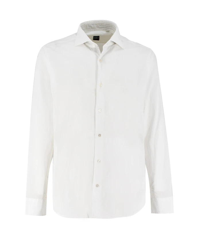 

Хлопковая рубашка приталенного кроя с французским воротником Fedeli, белый