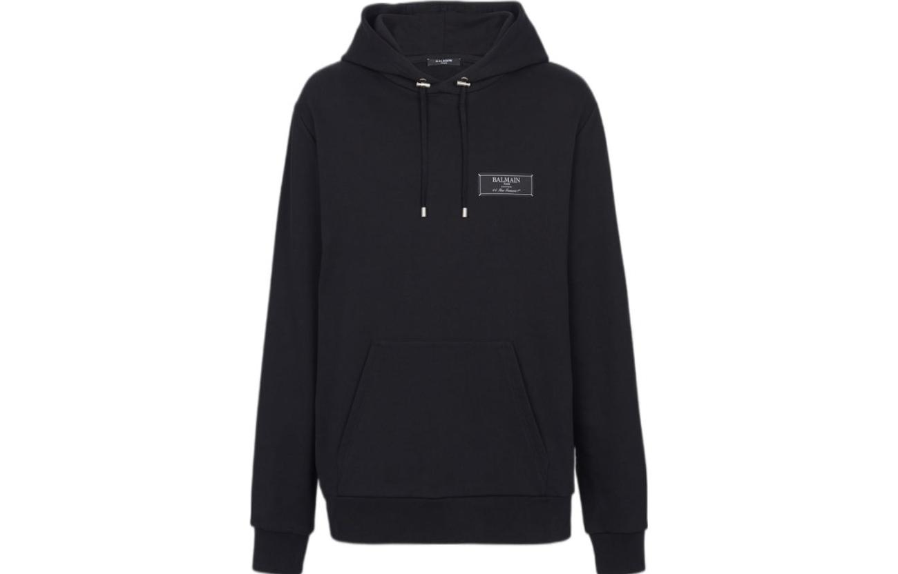 

Толстовка с капюшоном на шнурке и нашивкой с логотипом BALMAIN, черный