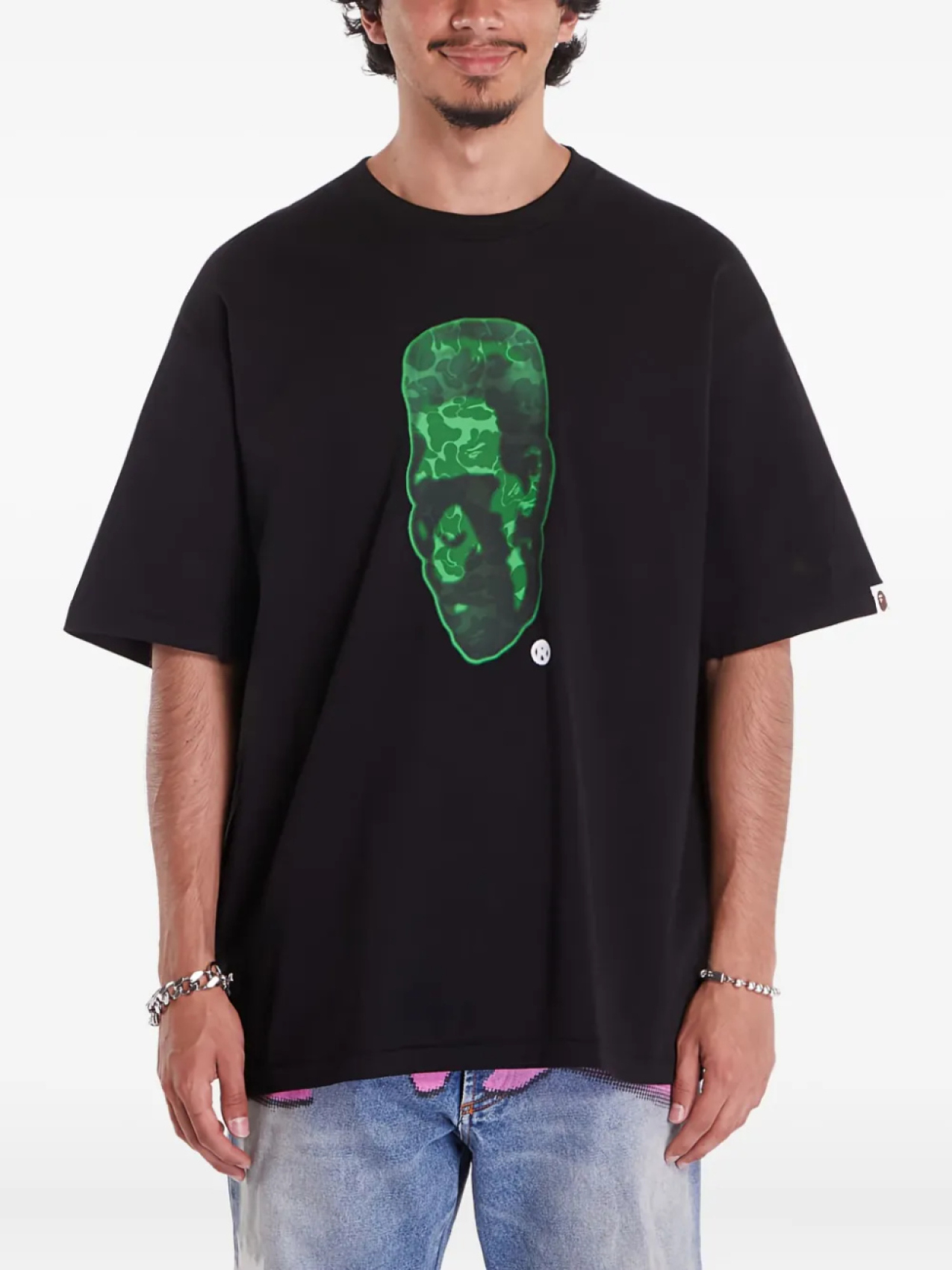 

Футболка из хлопка с принтом Франкенштейна от BATHING APE Spray A Bathing Ape, черный