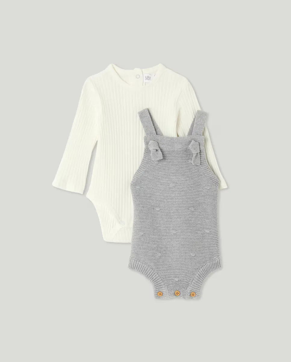 

Комплект жилетка трикотажная + боди для малыша Baby El Corte Inglés, светло-серый