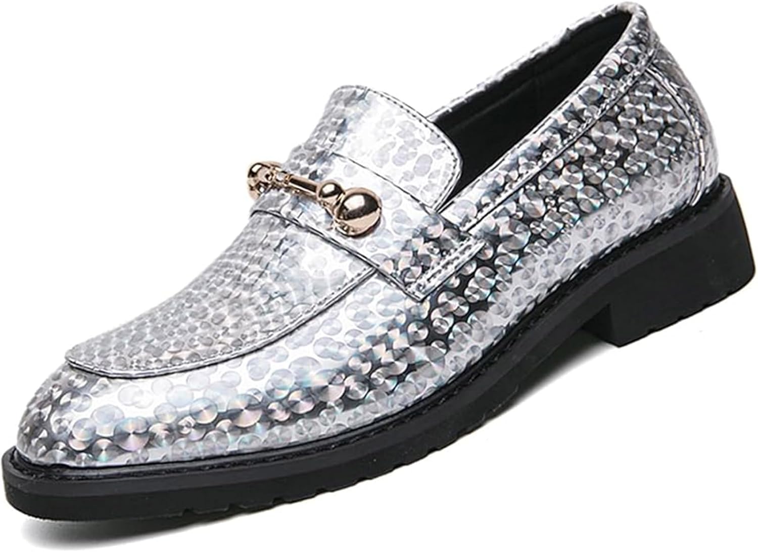 

Мужские лоферы из лакированной кожи, и повседневные оксфорды, с блестящей отделкой для свадьбы, банкета, вечеринки Xinduoyu, серебро