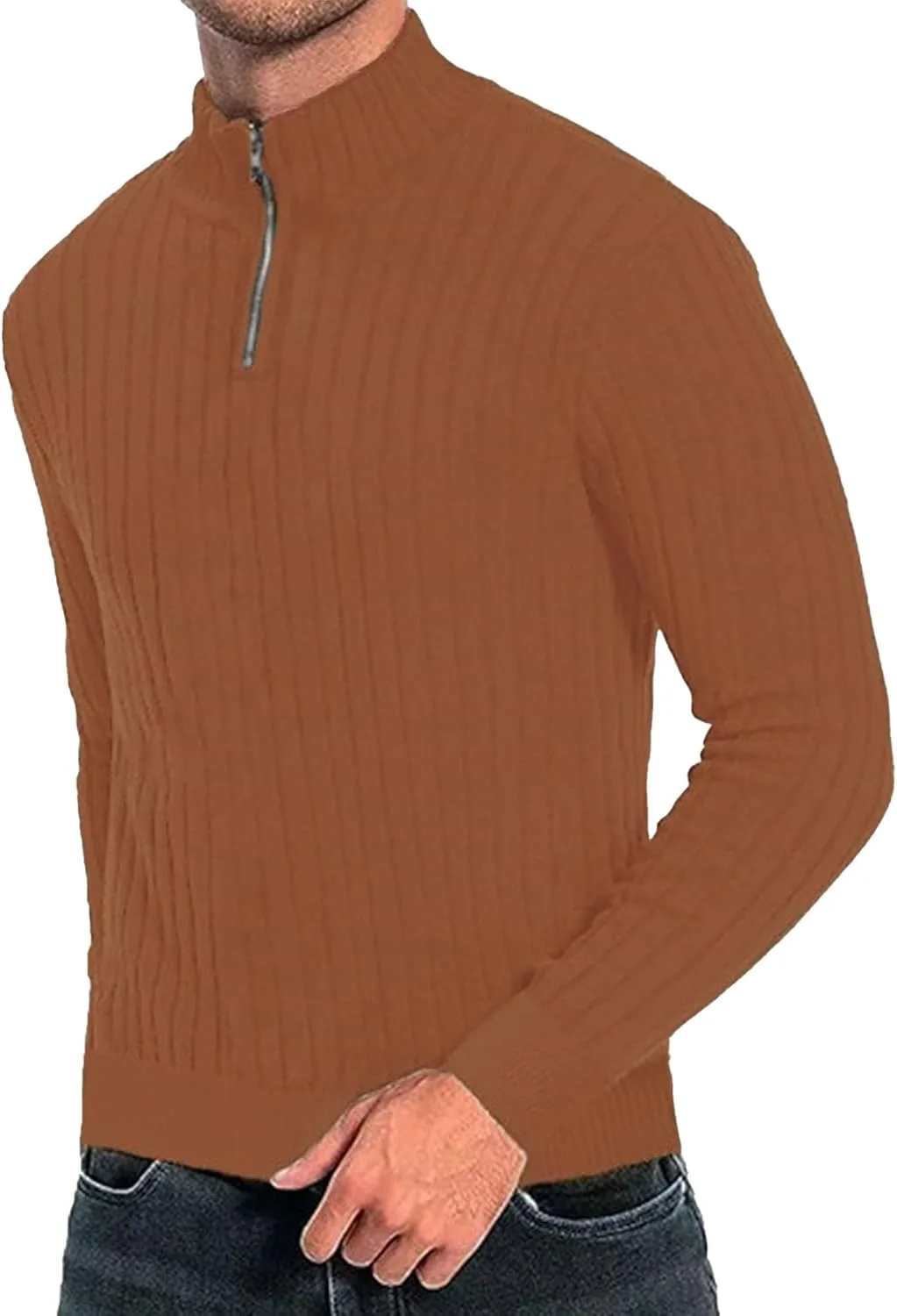 

Мужской кардиган с четвертью молнии Slim Fit QOAAIE