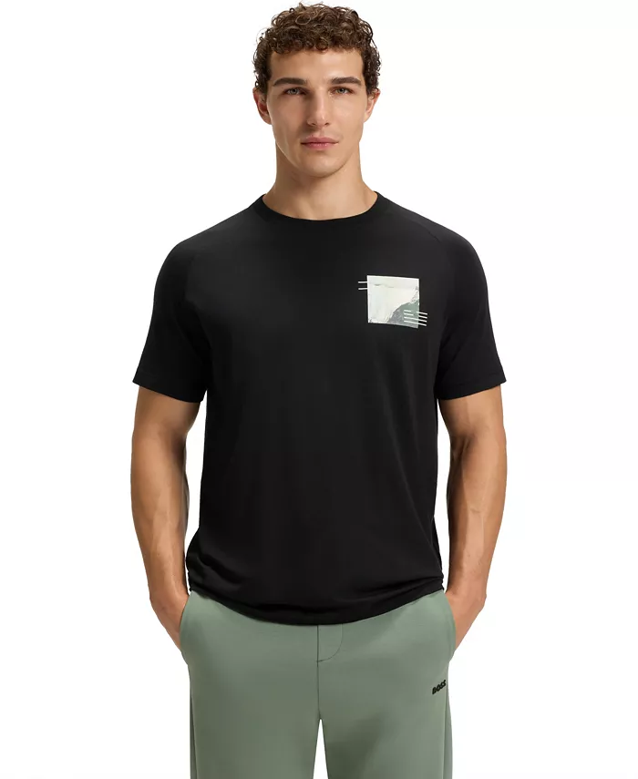 

Мужская декоративная футболка с рефлективными элементами Relaxed-Fit Hugo Boss, черный