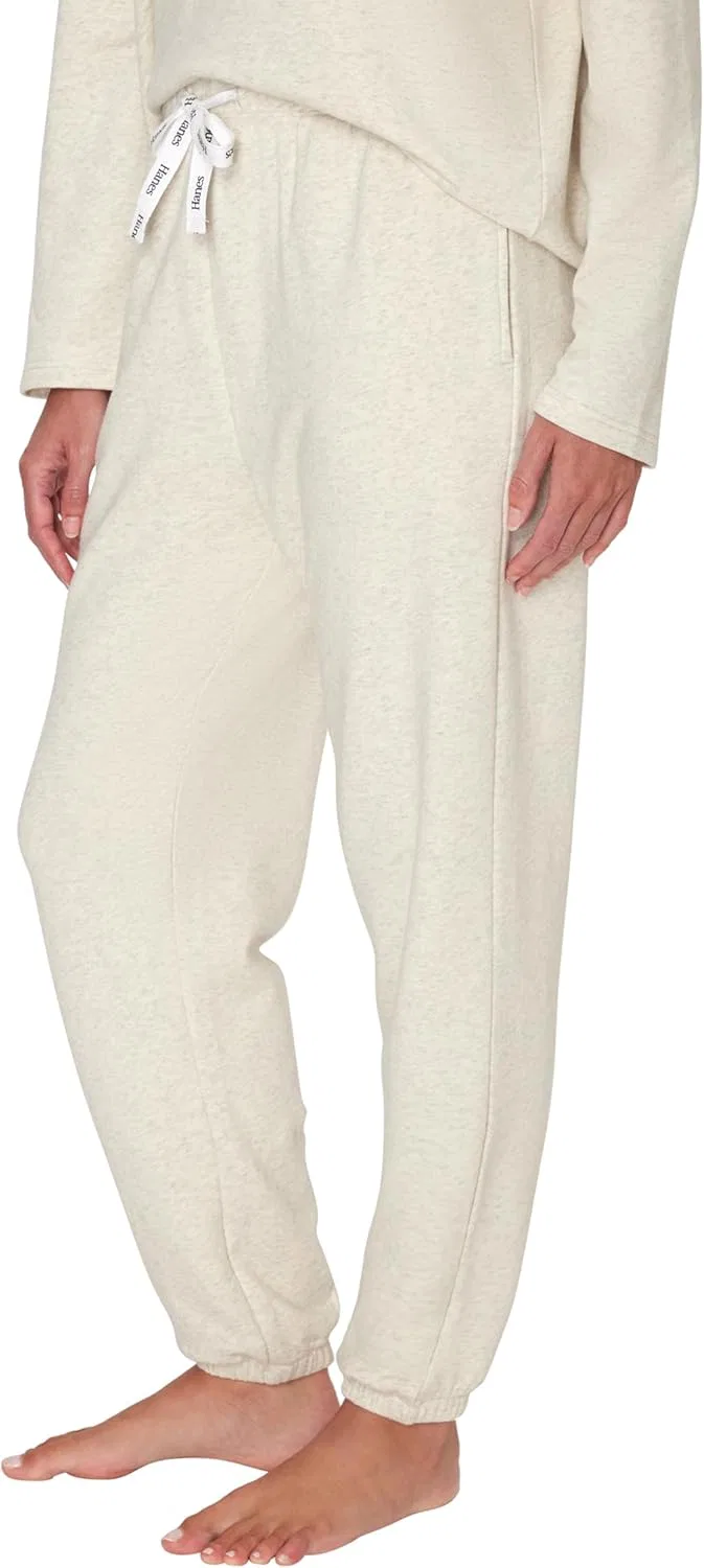 Женские спортивные брюки Hanes Originals из французского трикотажа, легкие домашние брюки для женщин, удобная домашняя одежда, 28 дюймов, Oatmeal Marle — фото 4