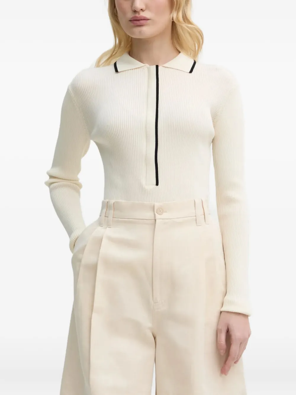 

Кардиган в рубчик с воротником поло Bruuns Bazaar, белый