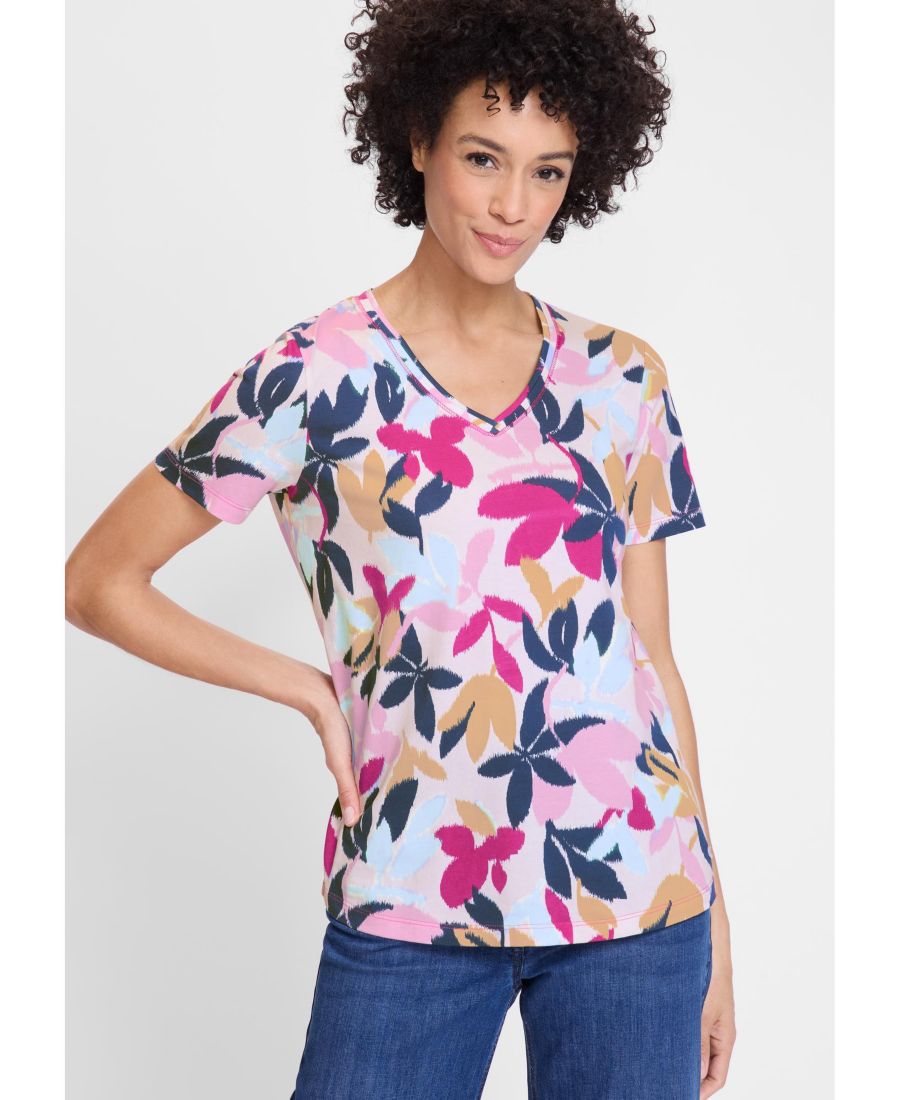 

Женская футболка с принтом в виде листьев Olsen, Violet, Фиолетовый, Женская футболка с принтом в виде листьев Olsen, Violet