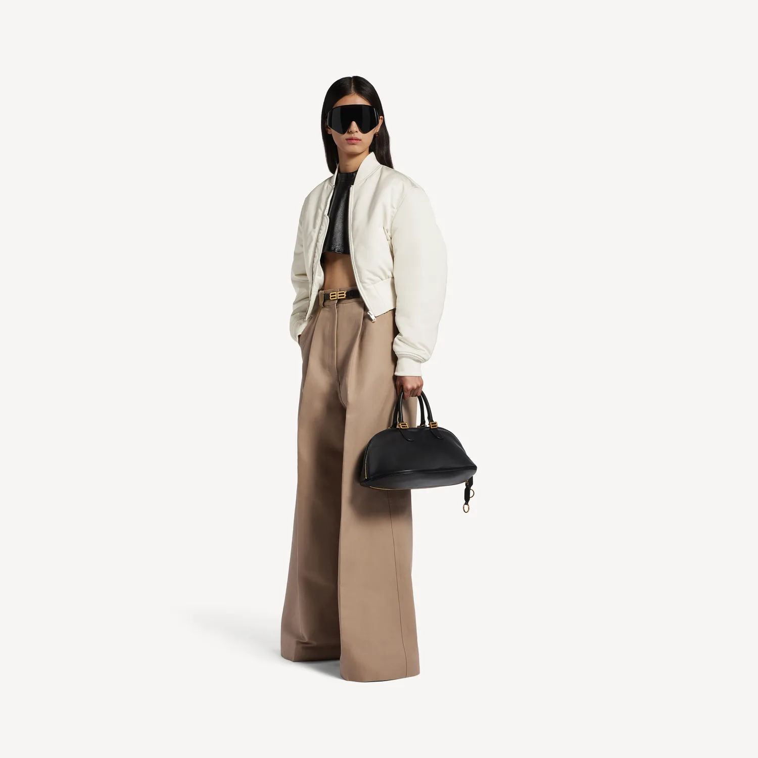 BALENCIAGA Женская укороченная бомбер-куртка цвета слоновой кости — фото 2