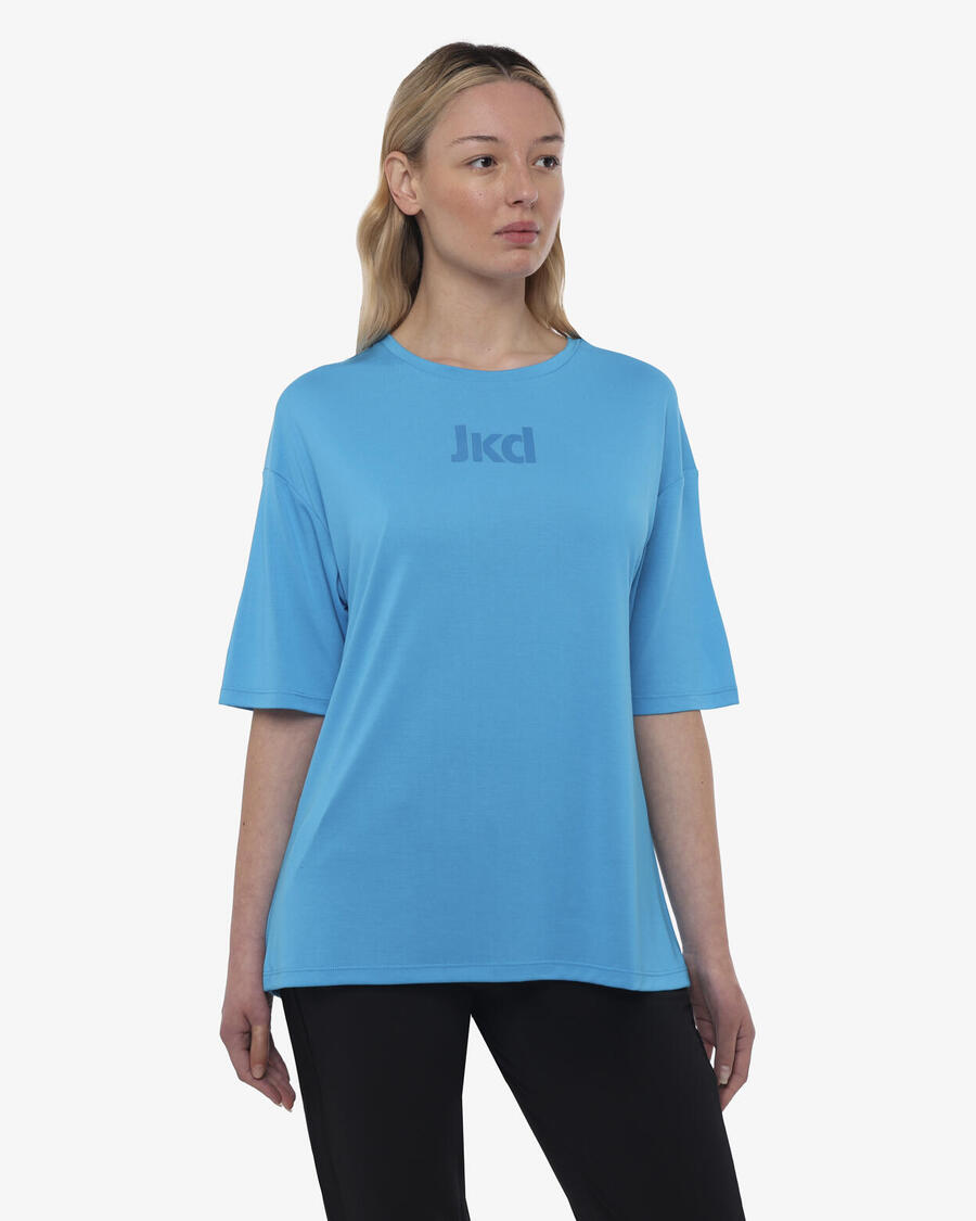 

JAKED Женская синтетическая фитнес-футболка бирюзового цвета