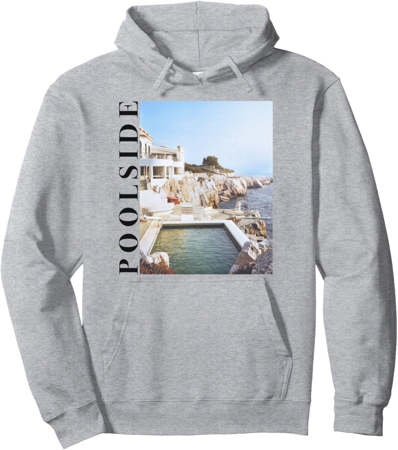 

Худи с фотореалистичным рисунком в виде рамки и надписью Poolside Bold Vertical Text Trendy Apparel, серый