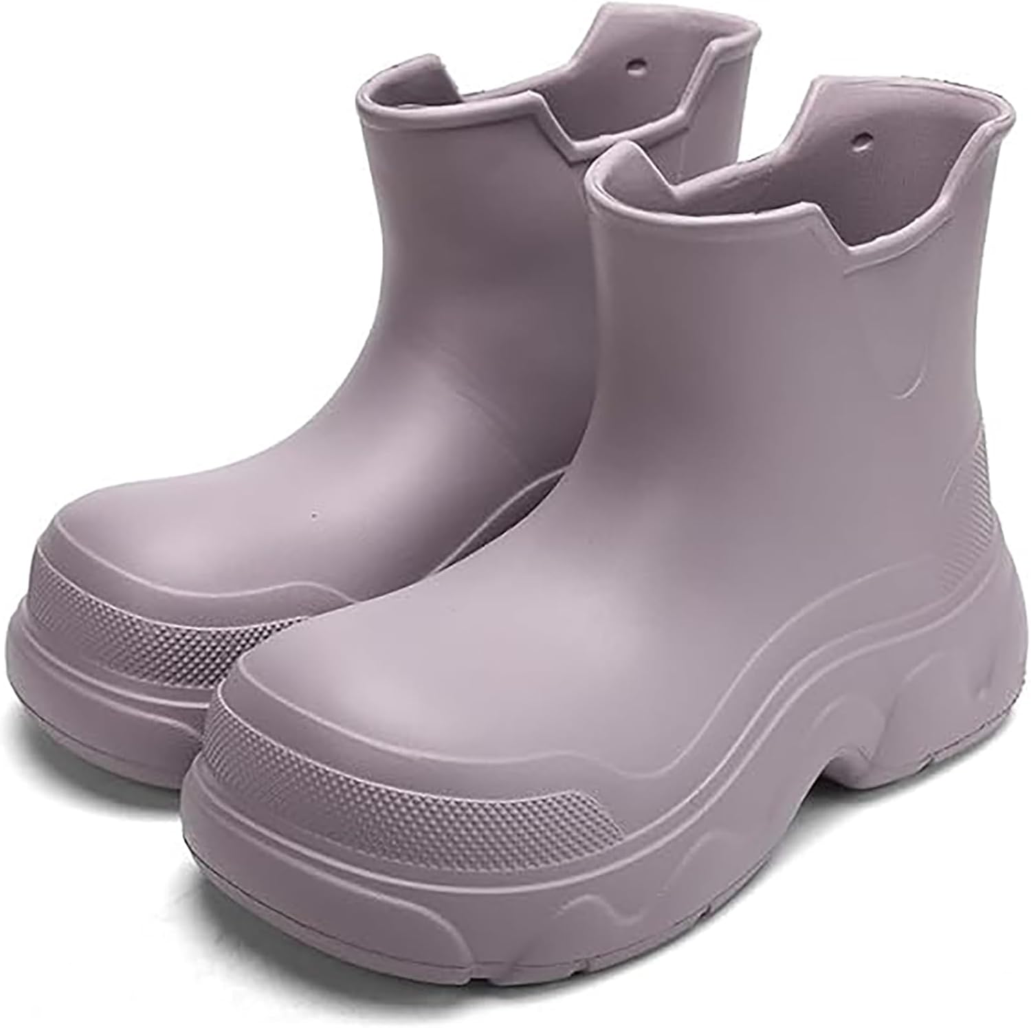 

NENGMAON Унисекс EVA массивные платформенные короткие дождевые ботинки на щиколотку, удобные, с круглым носком, противоскользящей резиновой подошвой, водонепроницаемые, для работы в саду, короткие дождевые ботинки для женщин и мужчин, фиолетовый