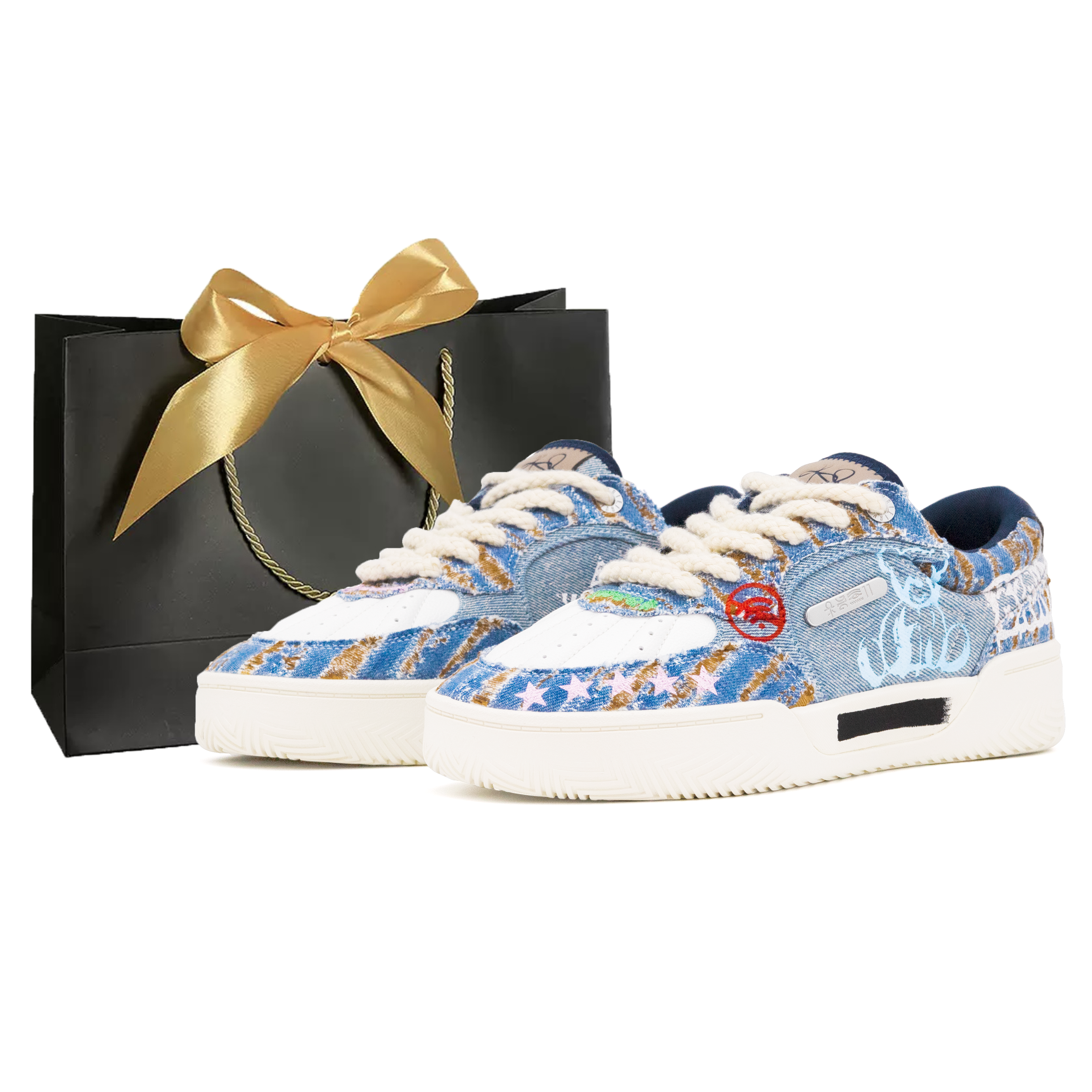 

Owen Hélà TRIBE Slip Resistant Height Increasing Low top Skateboard Shoes Men's ANTA, denim синий