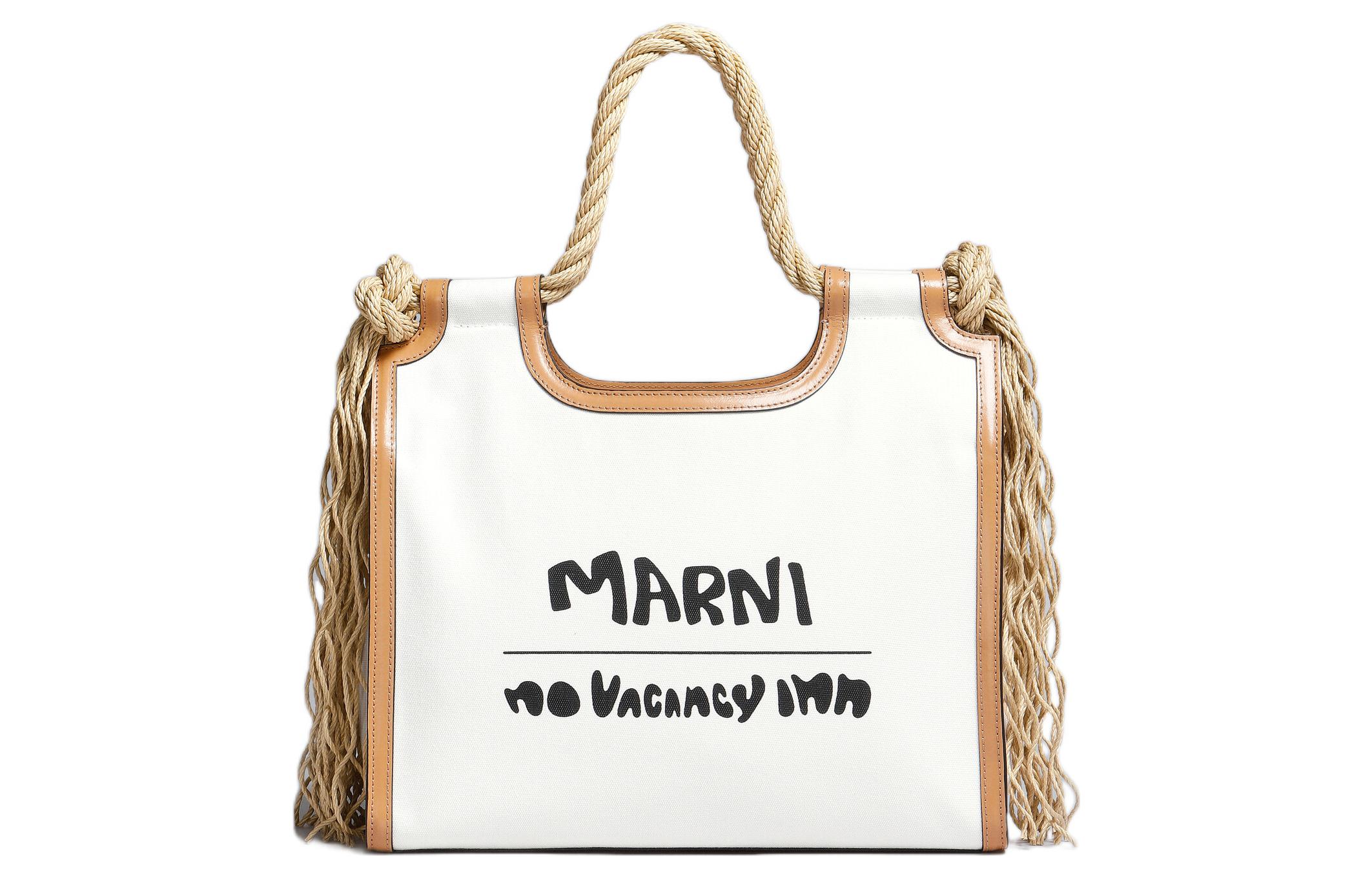 

No Vacancy Inn Collaboration хлопковая сумка с коровьей кожей для женщин белый/ MARNI, Set (Bag+Dust Bag)