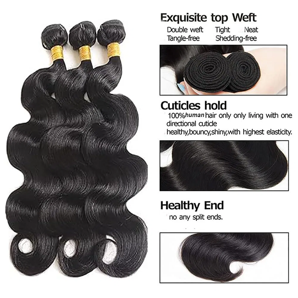 Натуральные пряди для наращивания Body Wave, 3 пучка, 300 г, 20 дюймов Tuheerst — фото 3