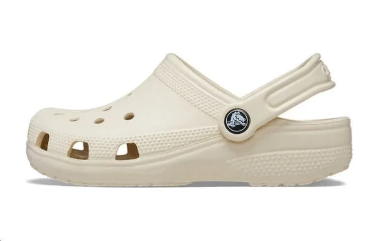 Детские сандалии с закрытым носком из водостойкого материала Classic Clog Crocs, Beige (With Shoe Flower) — фото 3
